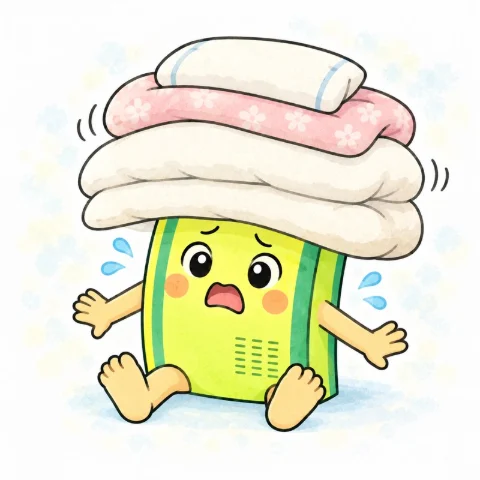 ふとんを敷きっぱなしにした畳の子