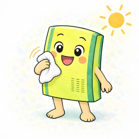 乾拭きをする畳の子