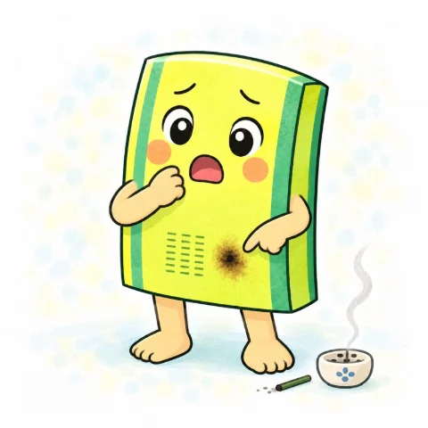 線香が倒れて焦げそうな畳の子